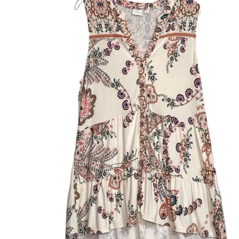Bohemian Floral Sleeveless Blouse - Cream and Purple